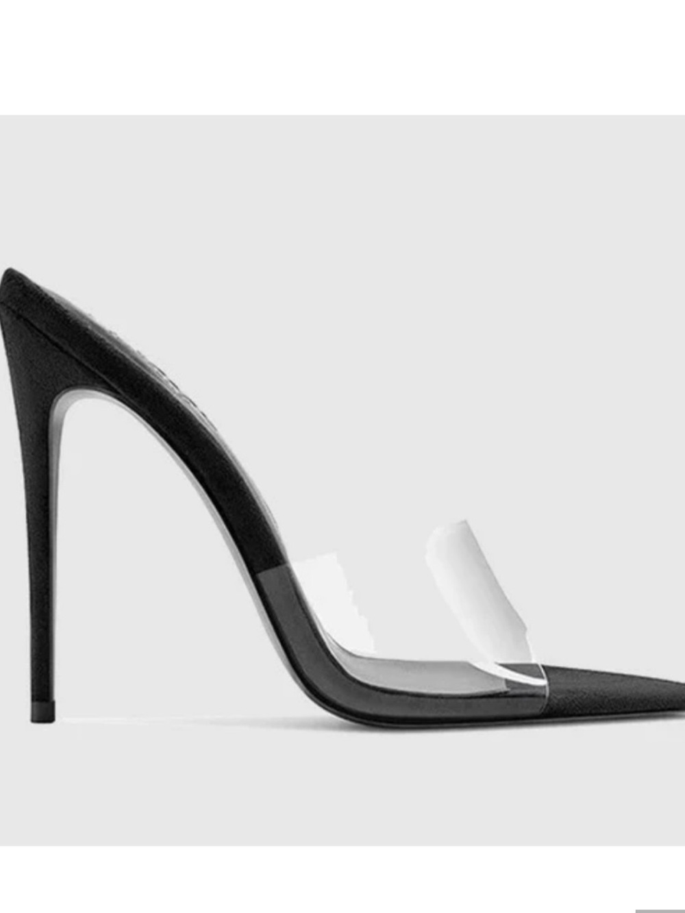 FEMME LA Gianni Clear Open Toe Snake-Print Embossed Mules Slippers Heels